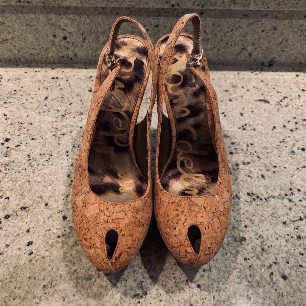 New Sam Edelman Novato Cork Platform Sling Back